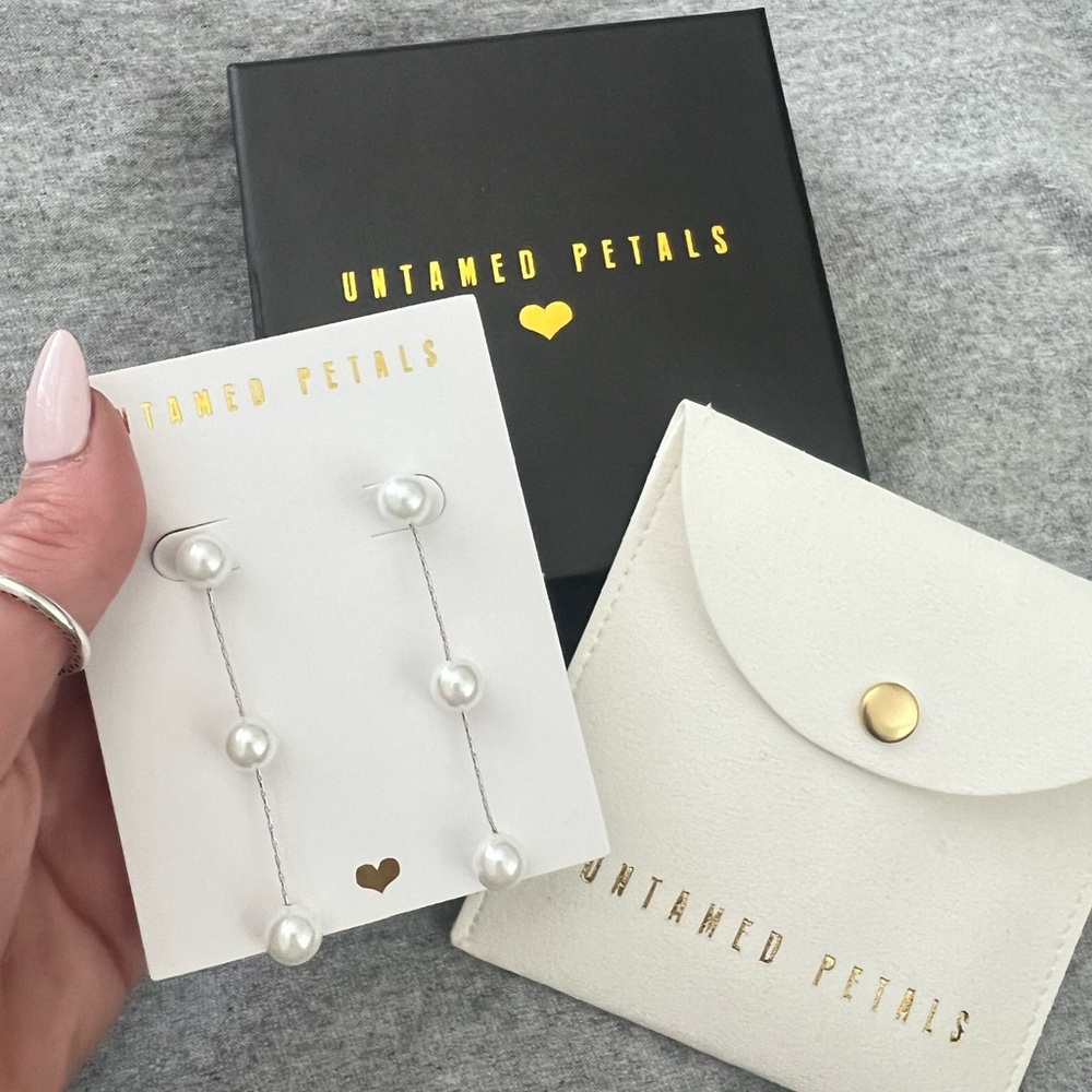 Never worn! New in box! UNTAMED PETALS BY AMANDA JUDGE Pearl Drop Earrings.